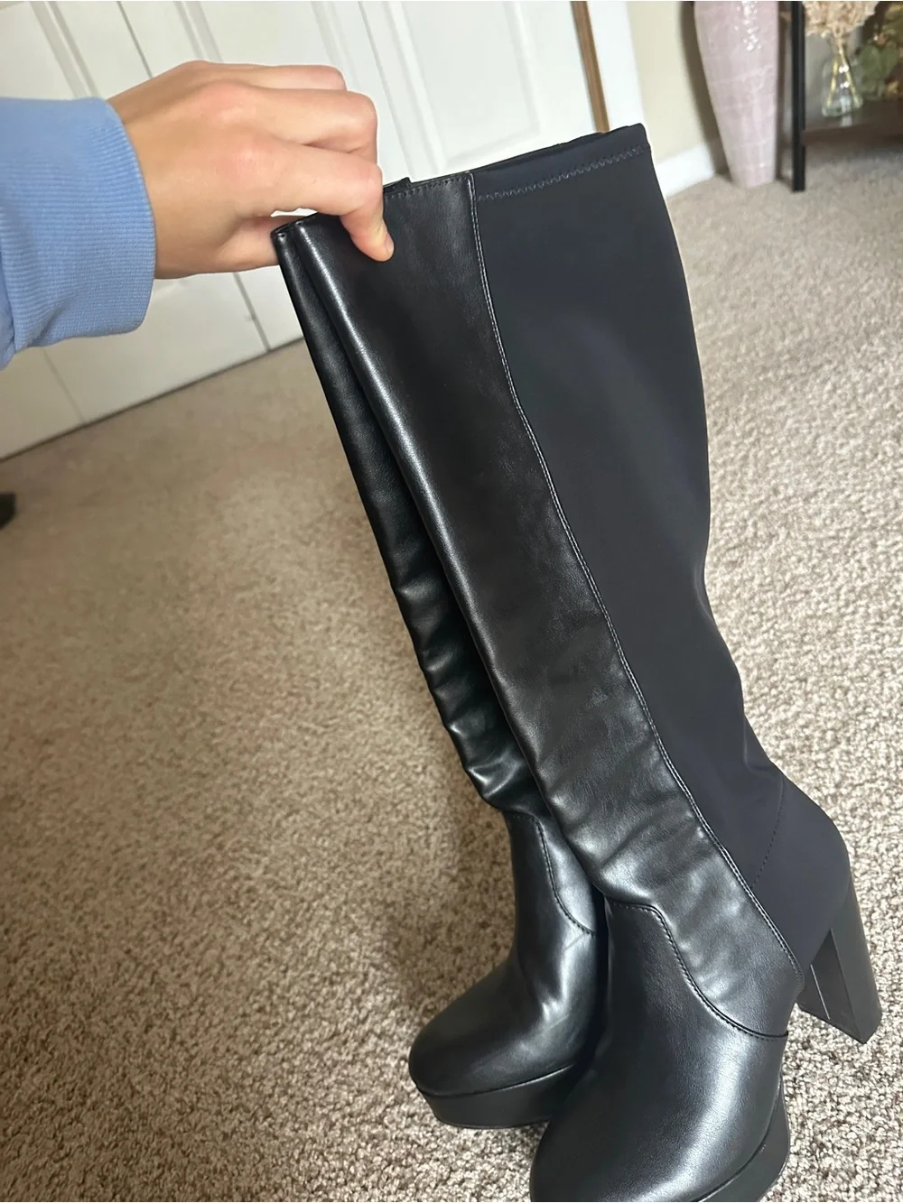Women's Black Knee-High Platform Boots